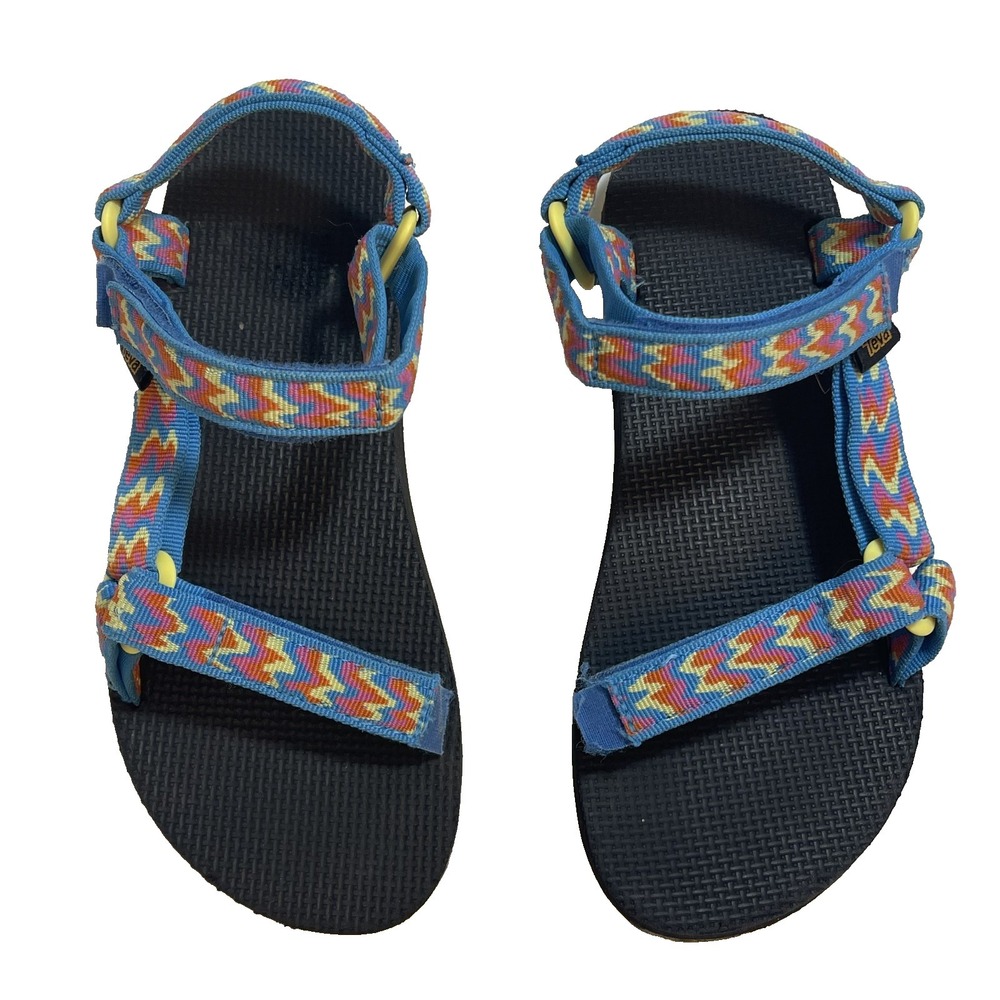 Teva Original Universal Hiking Sandals Blue Yellow Womens 6 UK 4‎ EU 37